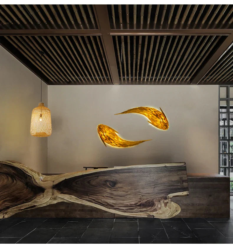 Dlight Decor Japanese Fish Wall Lamp Sculpture