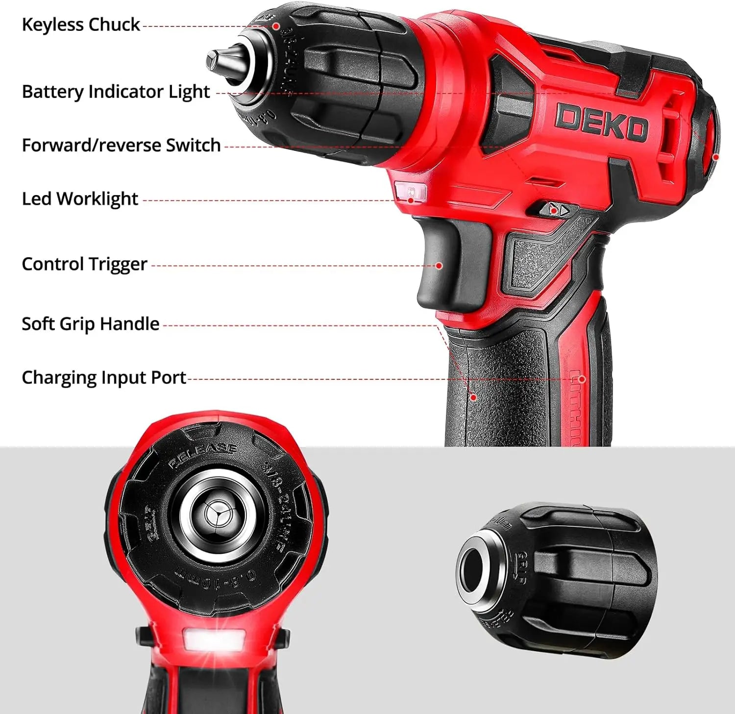 126-Piece 8V Cordless Drill Tool Kit – Lightweight Red Home DIY Set with Drill Bits & Hand Tools