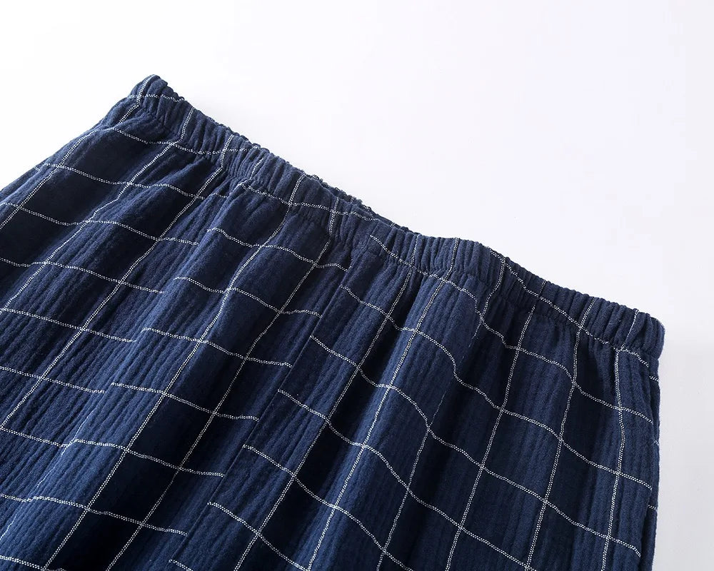 100% Cotton Summer Men Pajamas Japanese style  2 Piece Sleepwear