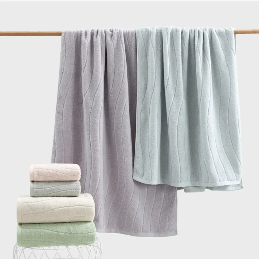 100% Cotton Towels 2 Pcs Set, Highly Absorbent Bath Towels Hand Face Towel & Bathroom Towel