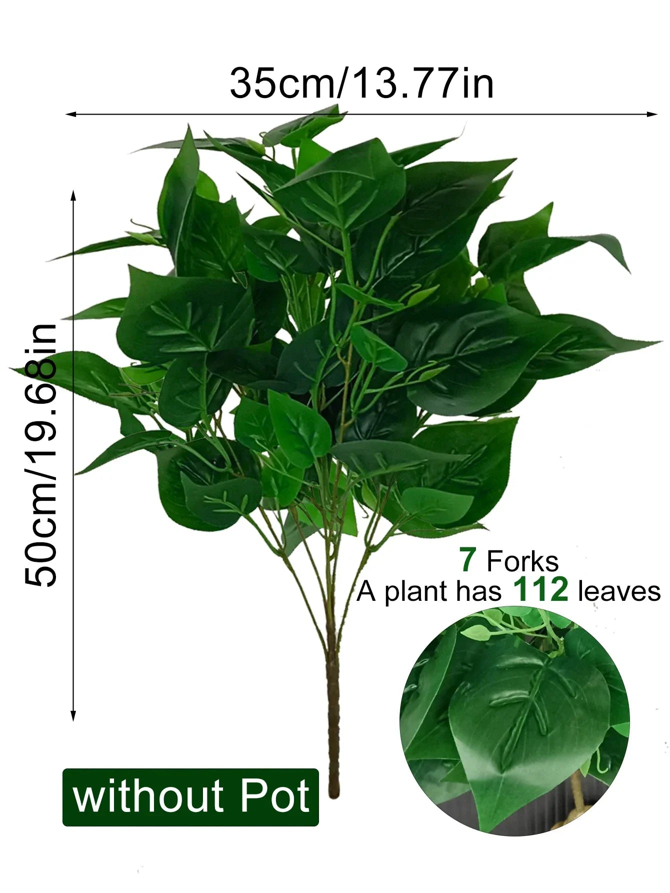 Dlight Decor 50cm Scindapsus Green Plant for Indoor Floor Display