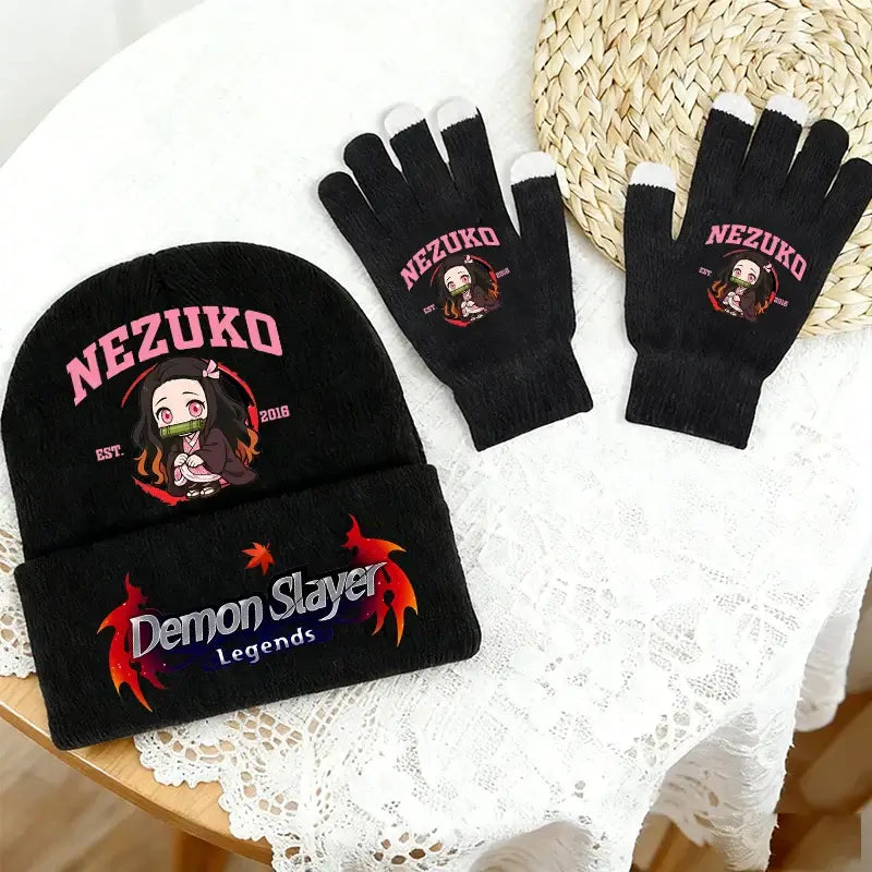 Demon Slayer Hat Gloves Set: Tanjiro Winter Knit Kit
