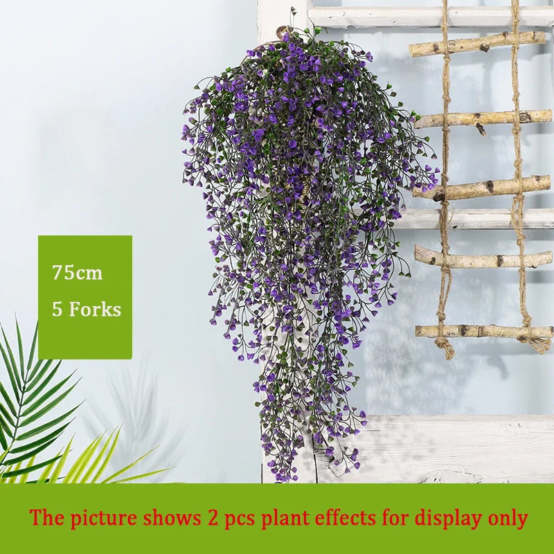 Dlight Decor 75cm Hanging Golden Bell Willow Vine with 5 Forks for Wall and Garden Decor