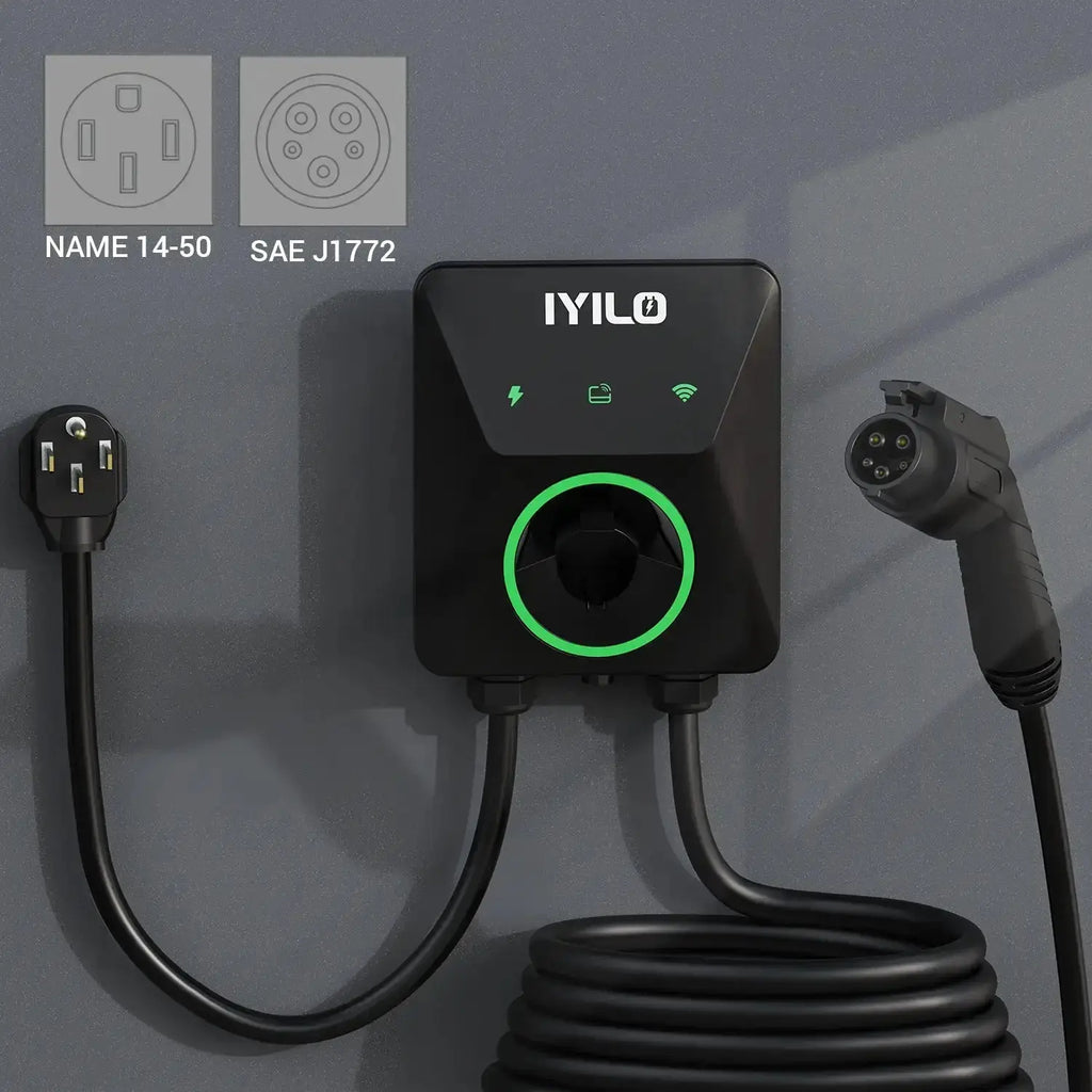 IYILO Level 2 EV Charger NEMA 14-50 J1772 Wall-mounted Plug In - 48A