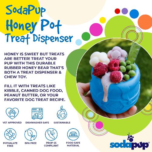 Honey Pot Dog eCup Treat Dispenser | Durable PUP-X Rubber Enrichment Toy | USA Made