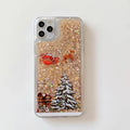 Christmas Liquid Dynamic Quicksand Glitter Phone Case For 16 Pro 15 Pro Max 3D Bling TPU Silicone Shockproof Cover