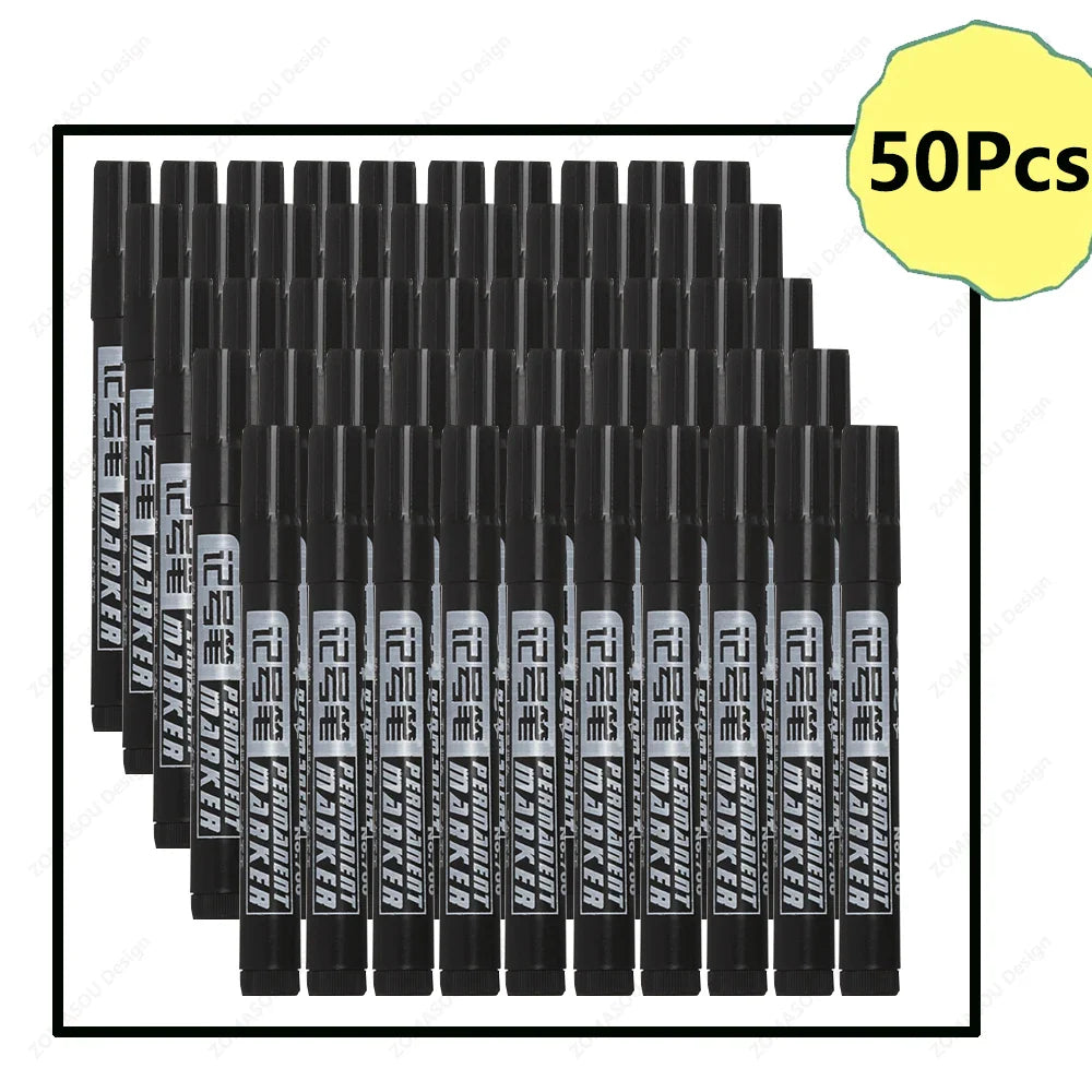 Waterproof Oil-Based Permanent Marker Pens - Quick-Dry Black Blue Red for Metal, Glass & Paper (Bulk 1–100 pcs)
