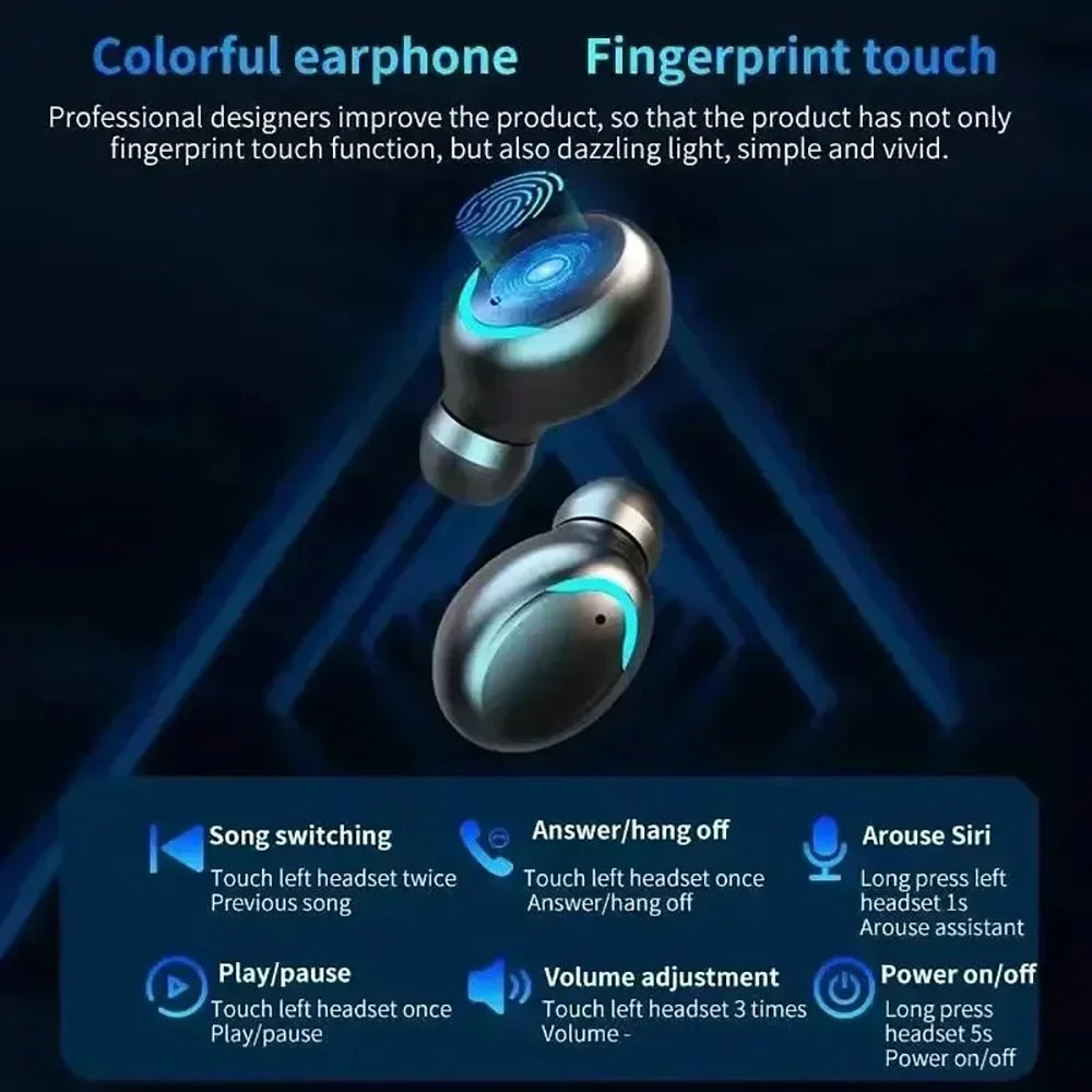 LED Digital Display Wireless Earphonewith Charging Case 9D Bluetooth 5.0 Waterproof Wireless Headset Noise Reduction Headphone