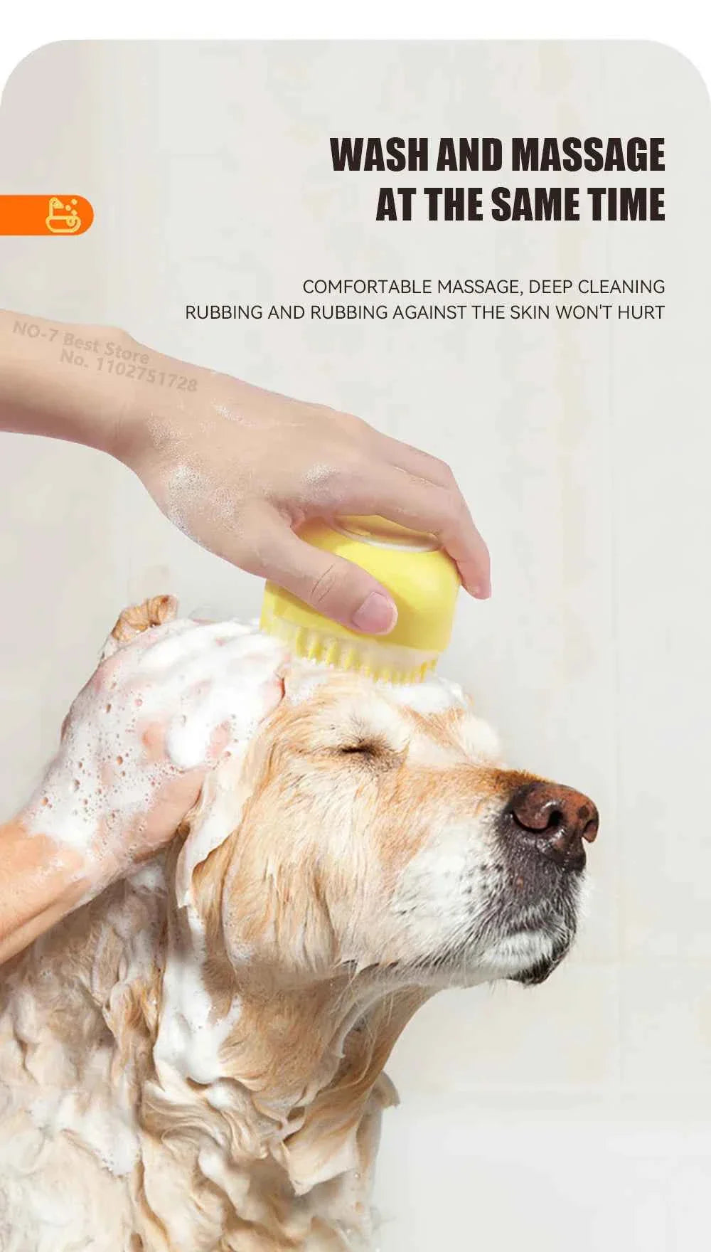 Pet Bathing Brush with Shampoo Dispenser