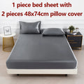 Satin Fitted Sheet Set 3-Piece (1 Fitted Sheet + 2 Pillowcases) Soft Breathable Solid Color Bedding