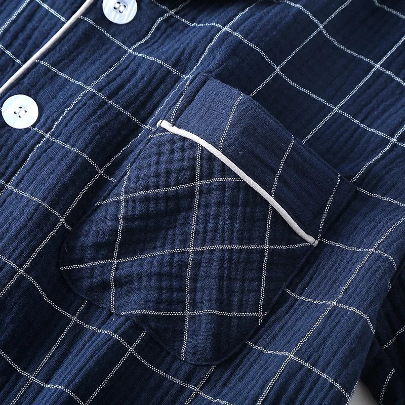 100% Cotton Summer Men Pajamas Japanese style  2 Piece Sleepwear