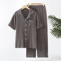100% Cotton Summer Men Pajamas Japanese style  2 Piece Sleepwear