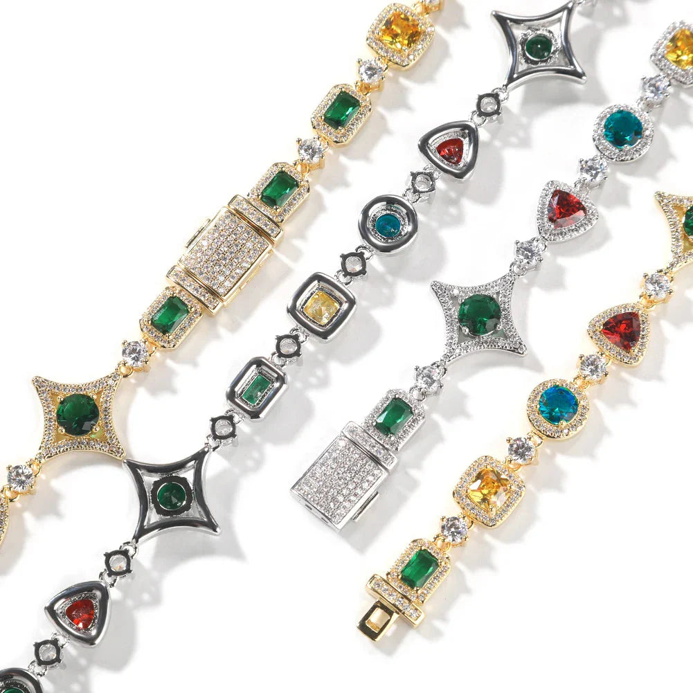 Iced Out Rainbow Necklace & Bracelets