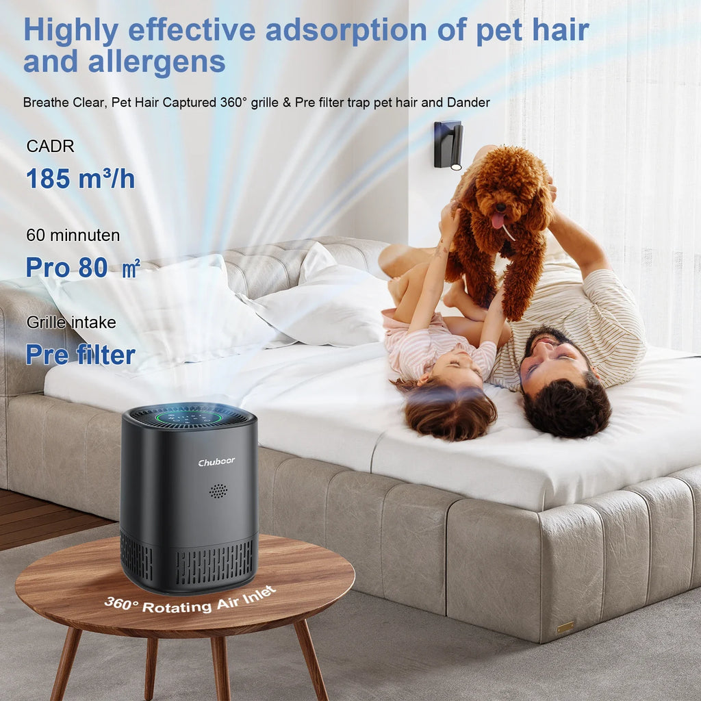 Air Purifier for Bedroom Home with HEPA Filter Smoke Allergies Pet Odor Dust