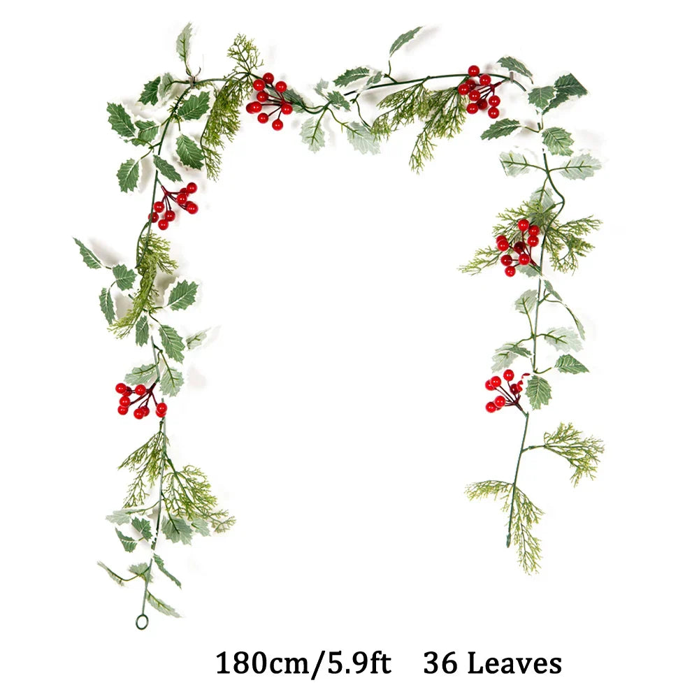 Dlight Decor 180cm Christmas Vine with Pine Leaves and Red Berries