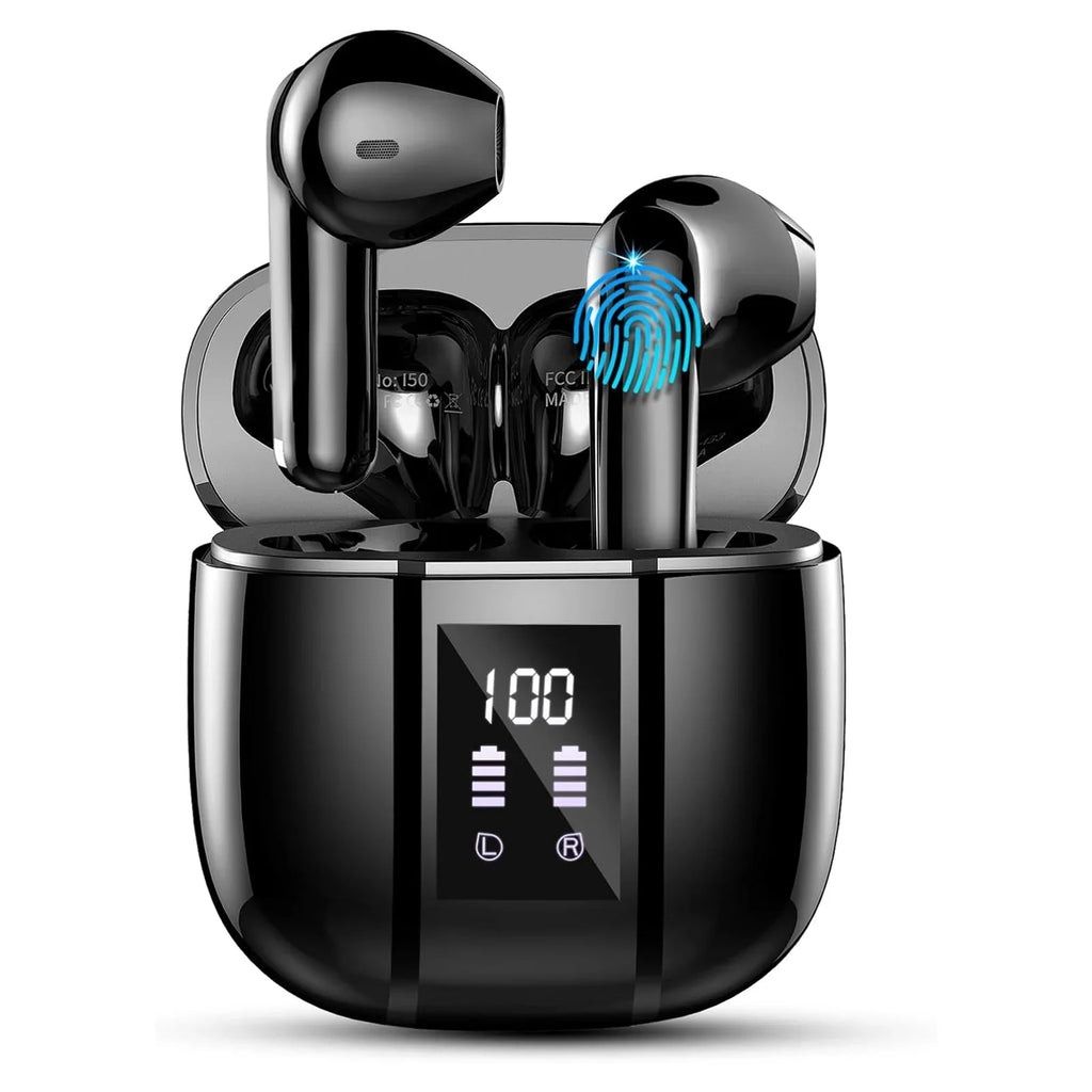 Wireless Earbuds, Bluetooth 5.3 Headphones In Ear with 4 ENC Mics, 48H Playtime LED Display Wireless Earphones.
