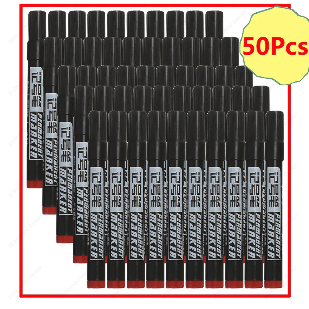 Waterproof Oil-Based Permanent Marker Pens - Quick-Dry Black Blue Red for Metal, Glass & Paper (Bulk 1–100 pcs)