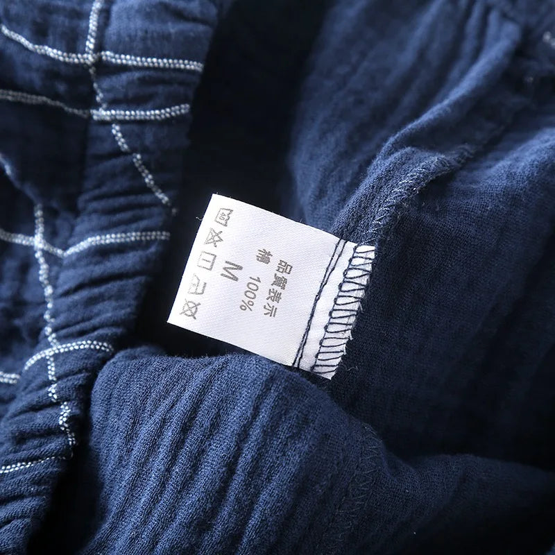 100% Cotton Summer Men Pajamas Japanese style  2 Piece Sleepwear