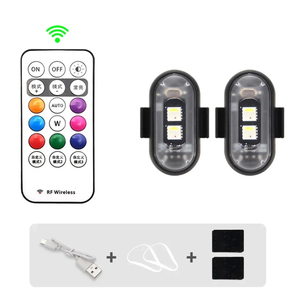 1-6PCS Wireless LED Drone Strobe Light for Motorcycle Car Bike Remote Control Warning Light Indicator Light USB Charging 8Colors