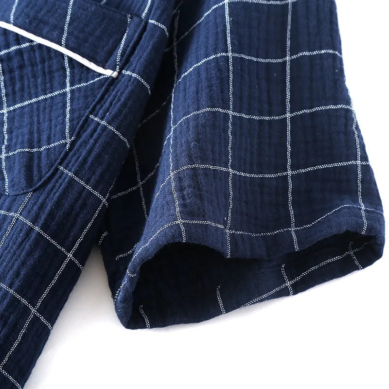 100% Cotton Summer Men Pajamas Japanese style  2 Piece Sleepwear