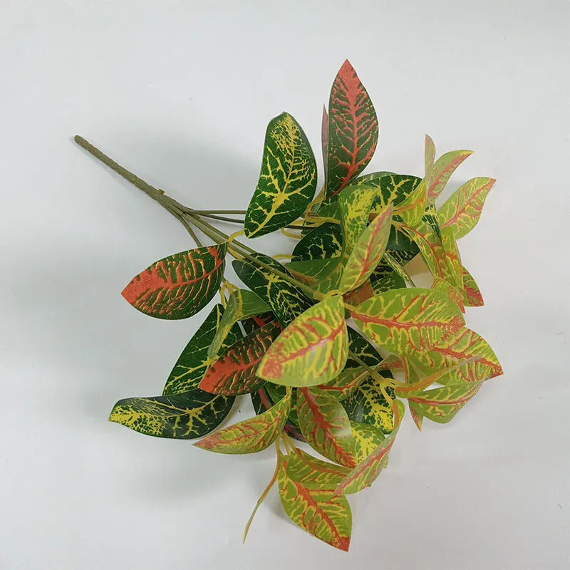Dlight Decor 33cm Tropical Plant with Codiaeum and Scindapsus Leaves