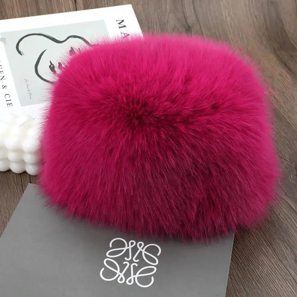 New Fluffy Fur Women's Winter Hat Winter Snow Ski Cap Female Faux Fur Thick Warm Windproof Hat Russian Hat Mink Fisherman's Hat