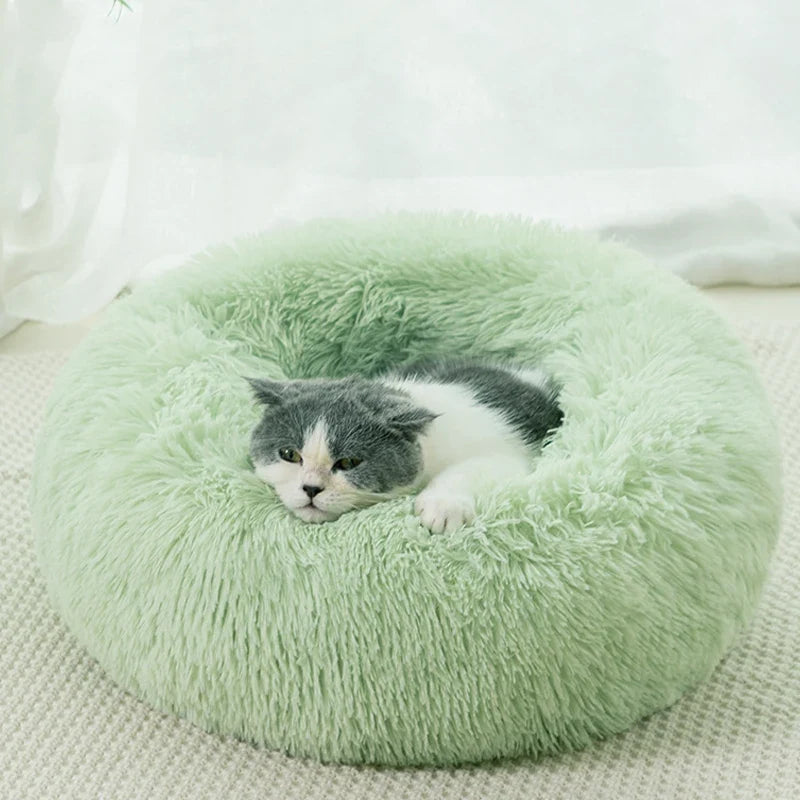 40-100cm Home Round Pet Bed for Large Dog Bed Super Soft Cat Bed Long Plush Dog House for Medium Dog House Winter Warm Sleeping