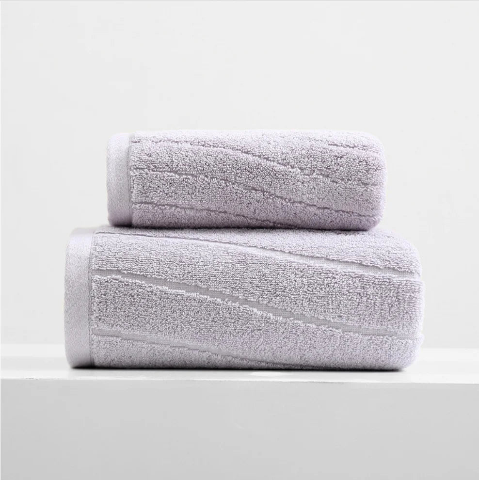 100% Cotton Towels 2 Pcs Set, Highly Absorbent Bath Towels Hand Face Towel & Bathroom Towel