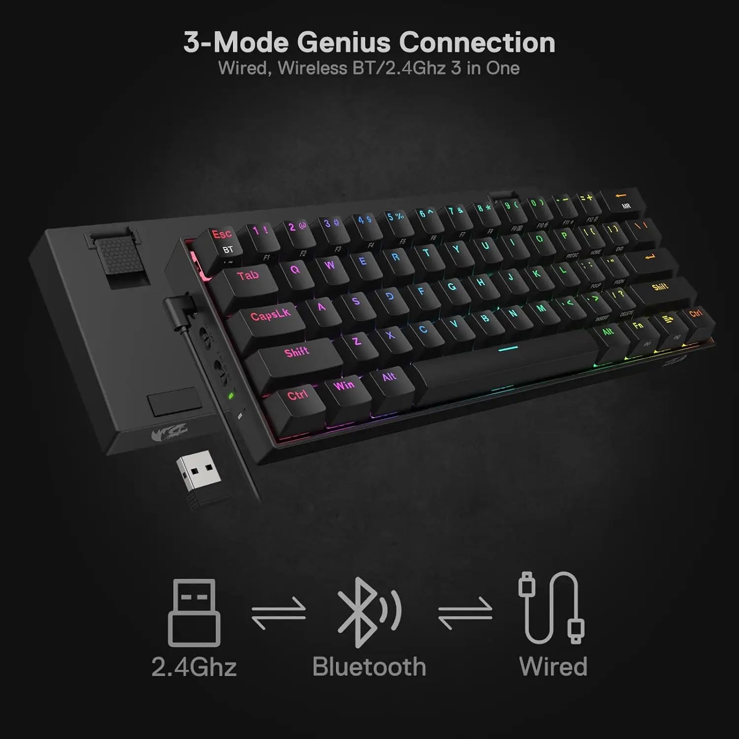 K530 Pro Draconic 60% Wireless RGB 3-Mode Mechanical Keyboard