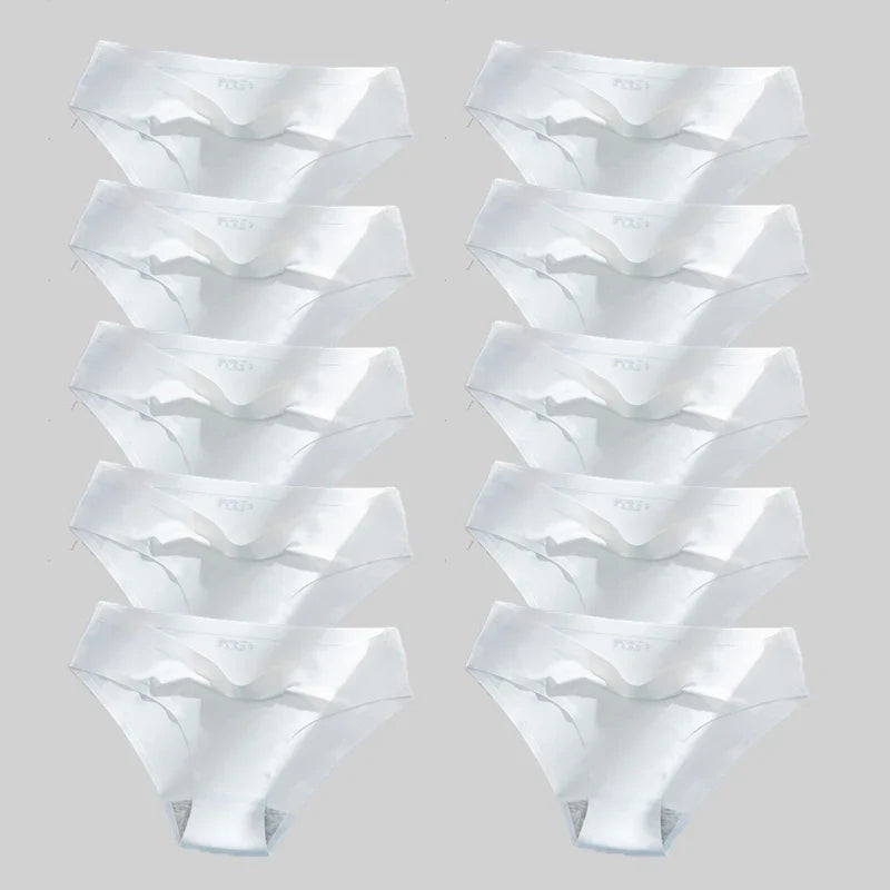 10PCS/Set Seamless women's Comfortable Underwear Silk Satin Breathable