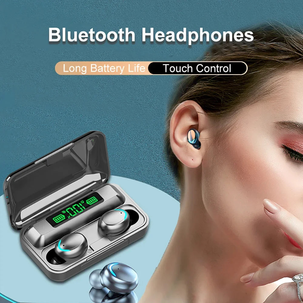 LED Digital Display Wireless Earphonewith Charging Case 9D Bluetooth 5.0 Waterproof Wireless Headset Noise Reduction Headphone