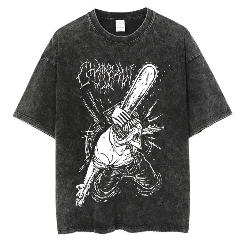 Chainsaw Man T-Shirt: Vintage Washed Oversized Streetwear