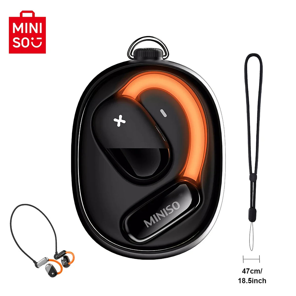 MINISO M99 Open Earphone Bluetooth 5.4 ANC Noise-Cancelling Sport Wireless Headphones IPX5 Waterproof Orange Glowing Earbuds