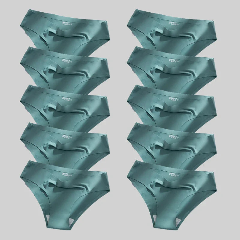 10PCS/Set Seamless women's Comfortable Underwear Silk Satin Breathable