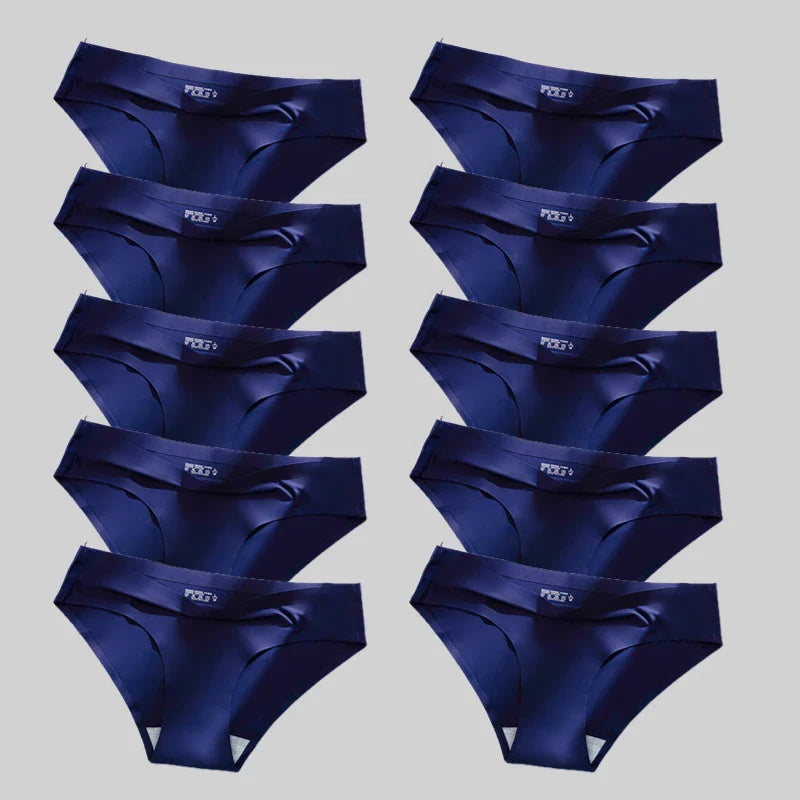 10PCS/Set Seamless women's Comfortable Underwear Silk Satin Breathable