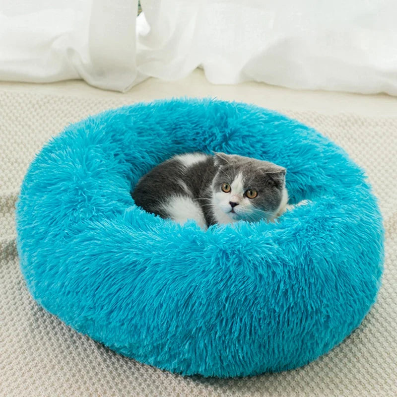 40-100cm Home Round Pet Bed for Large Dog Bed Super Soft Cat Bed Long Plush Dog House for Medium Dog House Winter Warm Sleeping