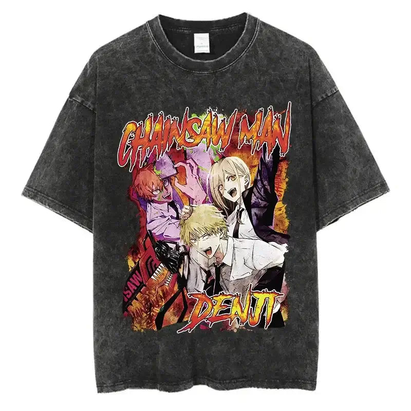 Chainsaw Man T-Shirt: Vintage Washed Oversized Streetwear