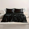 4-Piece Cooling Satin Bed Sheet Set – Breathable Hypoallergenic 500TC Flat Sheet, Fitted Sheet & 2 Pillowcases