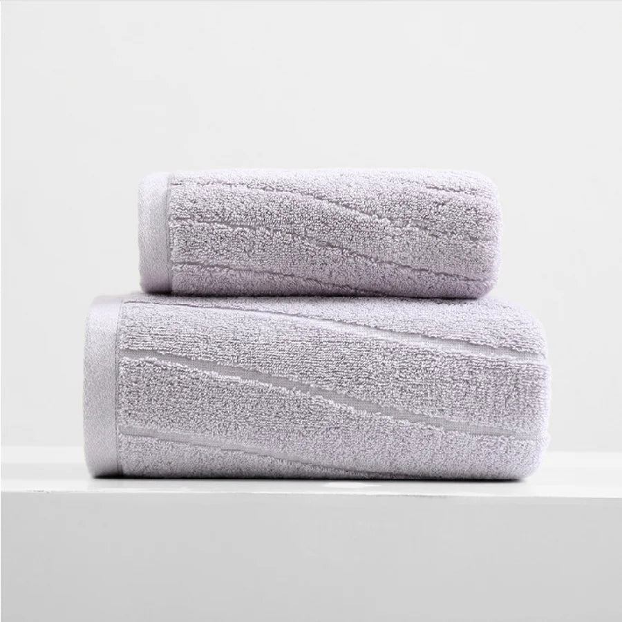 100% Cotton Towels 2 Pcs Set, Highly Absorbent Bath Towels Hand Face Towel & Bathroom Towel