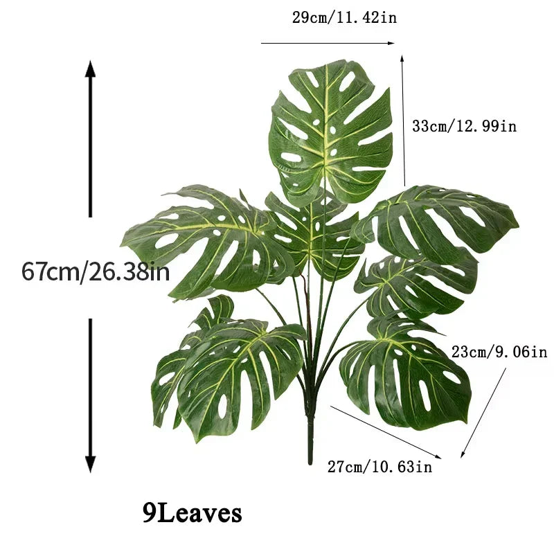 Dlight Decor 85cm Tropical Palm Banana Tree Branch with Monstera Leaves