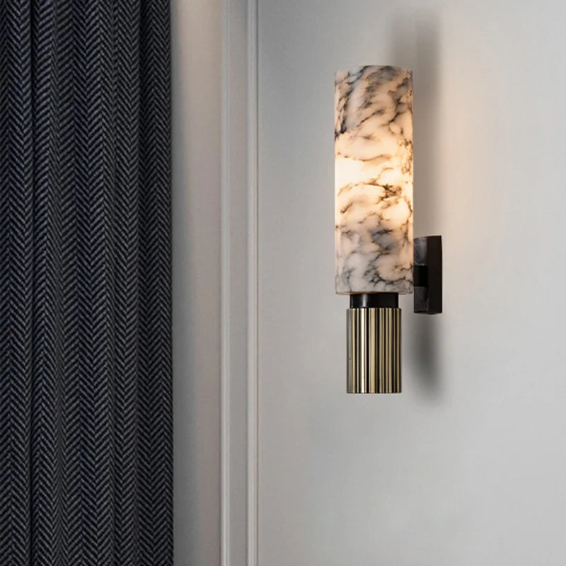 Modern Luxury Natural Marble Wall Lamp - Elegant LED Lighting for Living Room, Bedroom, and Bedside Decoration