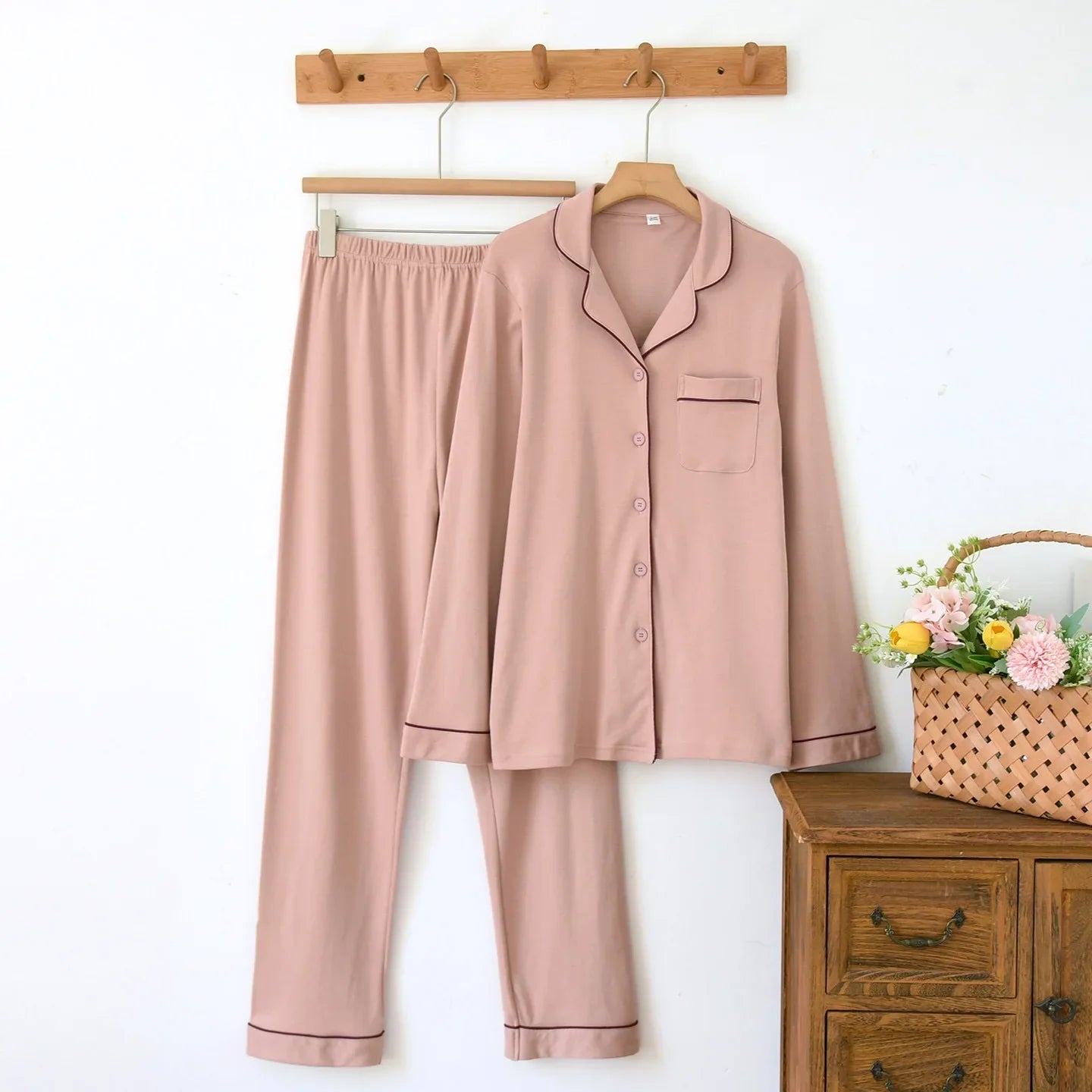 100% Cotton Thick Woman's Pajamas sleepwear Long Sleeved Pants Two Piece Set Ladies' Homewear Warm Sleepwear women's pajamas