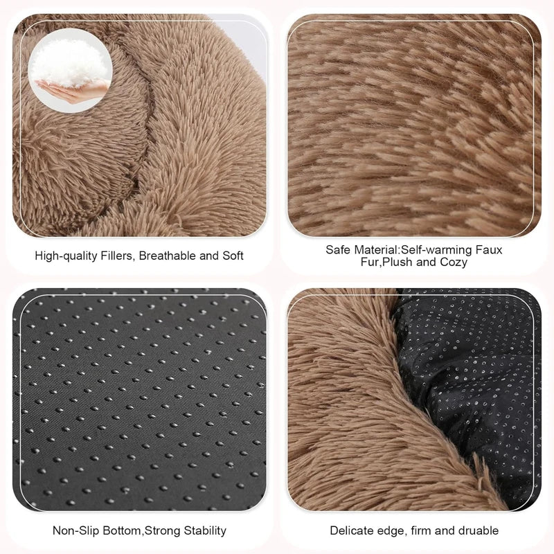 40-100cm Home Round Pet Bed for Large Dog Bed Super Soft Cat Bed Long Plush Dog House for Medium Dog House Winter Warm Sleeping