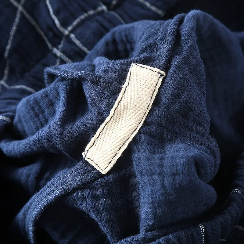 100% Cotton Summer Men Pajamas Japanese style  2 Piece Sleepwear