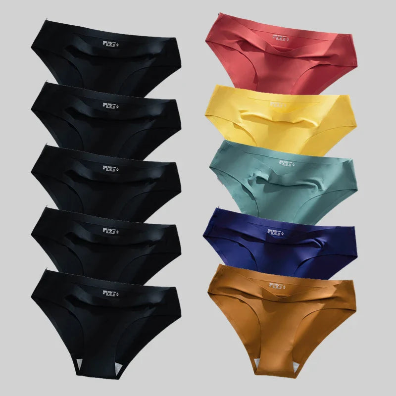 10PCS/Set Seamless women's Comfortable Underwear Silk Satin Breathable