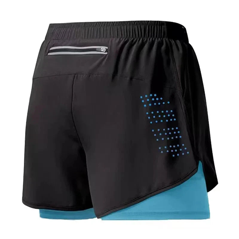 Men’s 2-in-1 Running Shorts – Quick-Dry Double Layer Gym Shorts for Training, Workout & Bodybuilding (Black)