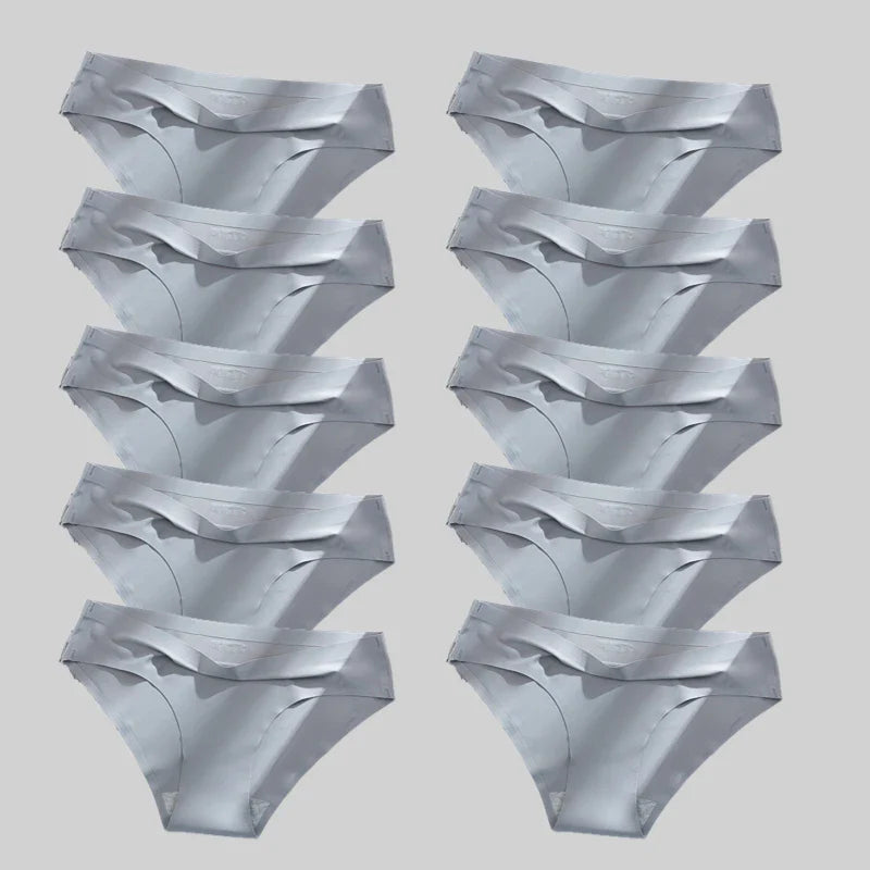 10PCS/Set Seamless women's Comfortable Underwear Silk Satin Breathable