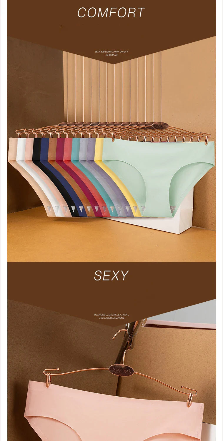 10PCS/Set Seamless women's Comfortable Underwear Silk Satin Breathable