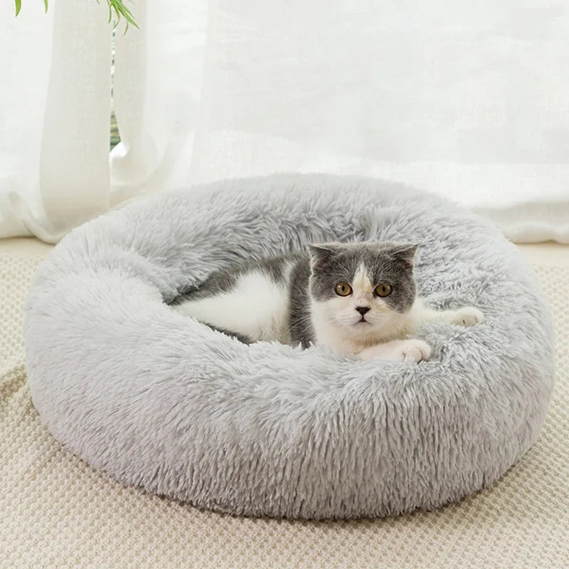 40-100cm Home Round Pet Bed for Large Dog Bed Super Soft Cat Bed Long Plush Dog House for Medium Dog House Winter Warm Sleeping