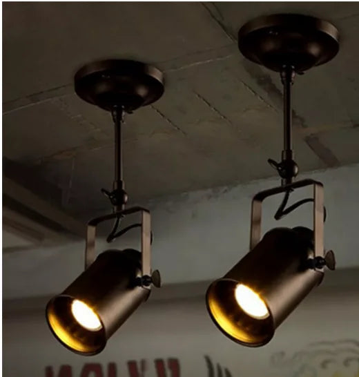 Vintage Loft Industrial Pendant Light - American Style Spotlight LED Lamp for Restaurant, Cafe, and Bar Decoration